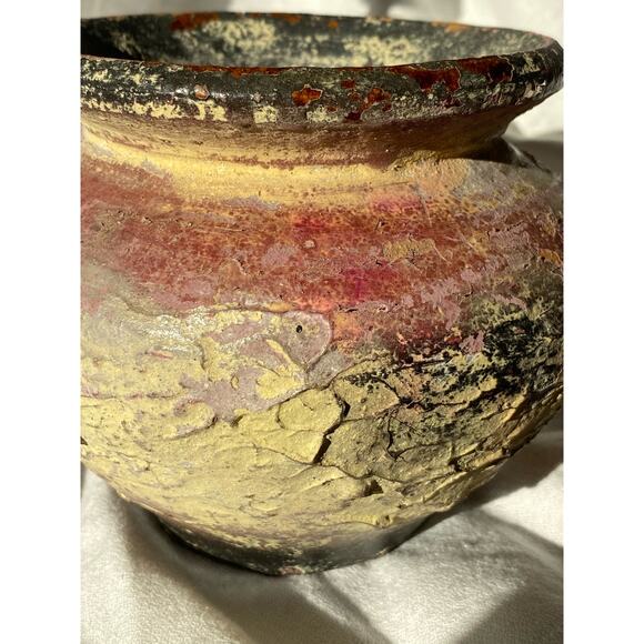 Neutral and Purple Rustic Textured Pottery Vessel vase ceramic Spanish Euro boho - Picture 15 of 16